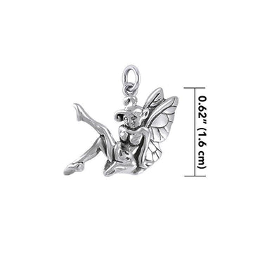 Enchanted Sitting Fairy Silver Charm TCM656 - Jewelry